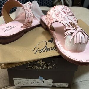 Patricia Nash Blush Leather Sandals with Fringe